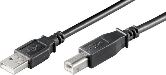 USB-Kabel - USB 2.0 - USB-A Male - USB-B Male - 7,5 W - 480 MBit/s - Vernickelt - 1,00 m - Rund - PVC - Schwarz - Etikett