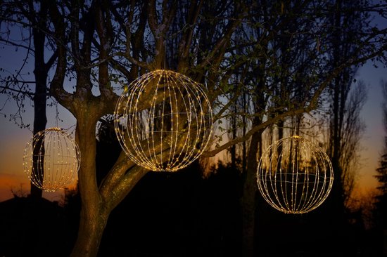 Luca Lighting Weihnachtslichtkugel mit klassisch weißen LED-Lichtern - Ø40 cm - Silber