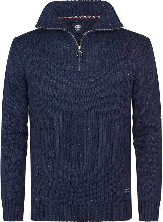 Petrol Industries – Herren-Strickpullover „Denver“ mit halbem Reißverschluss – Blau – Größe L