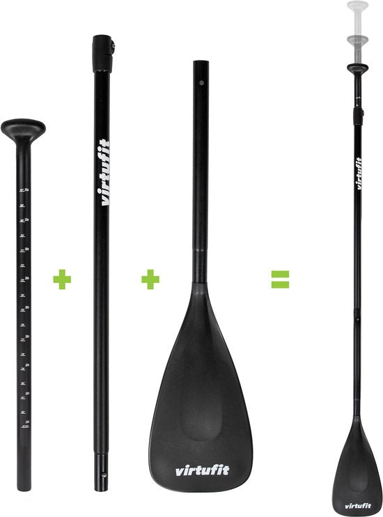 VirtuFit Ocean Aufblasbares SUP-Board 275 cm – Max. 150 kg – Komplettset – Inklusive Pumpe, Paddel, Tragetasche, Zubehör & GoPro-Halterung – Stand-Up-Paddle-Board – Schwarz