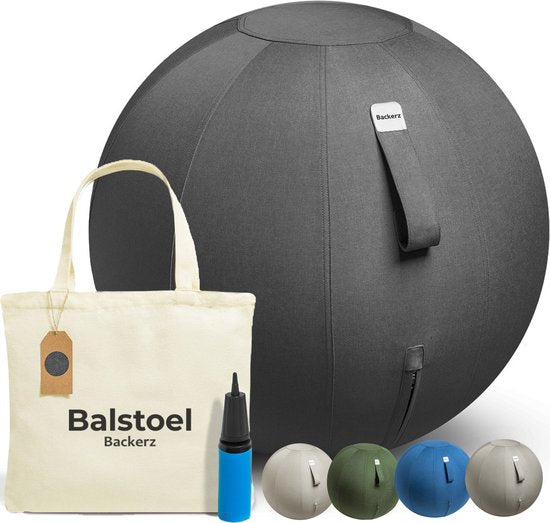 Backerz Sitting Ball 55 CM - Sitting Ball mit Cover Leinen - Ergonomische Büro und Home Office Stuhl - Luxus Yoga Ball - Schwarz 2
