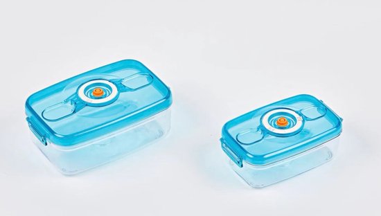 Duo NutriSealer Vakuumbehälter 2er-Set – Frischhaltung von Lebensmitteln mit Vakuumtechnik, mikrowellen- und gefriergeeignet, auslaufsicher mit Datumsanzeige