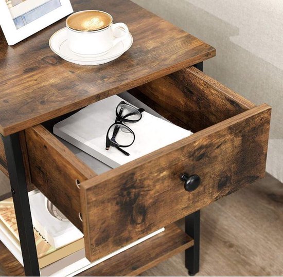MIRA Home - Beistelltisch - Nachttisch - Braun - Holz - 40 x 55 x 40 cm