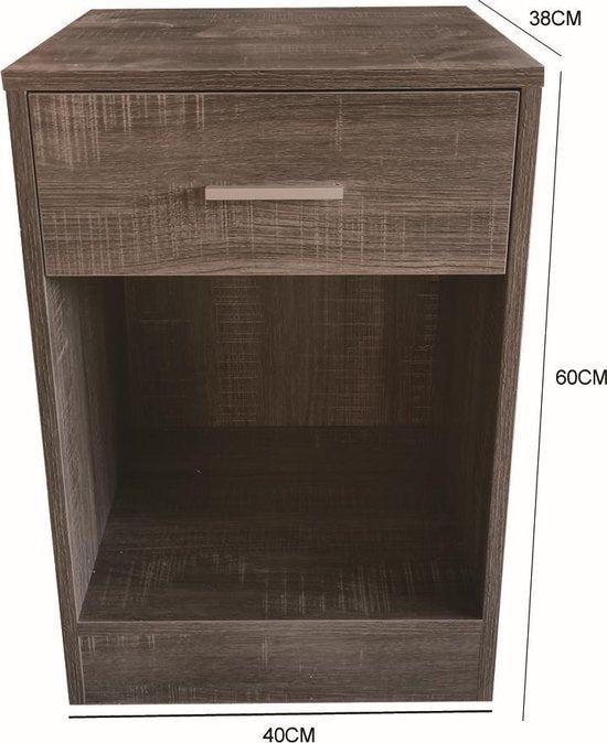 Nachttisch - Dielenschrank - mit Schublade - 60 cm hoch - braun