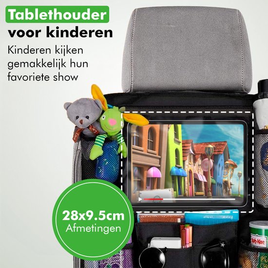 Travelhawk Auto-Organizer - Autositz-Organizer für Kinder - Mit iPad-Halterung - Schwarz