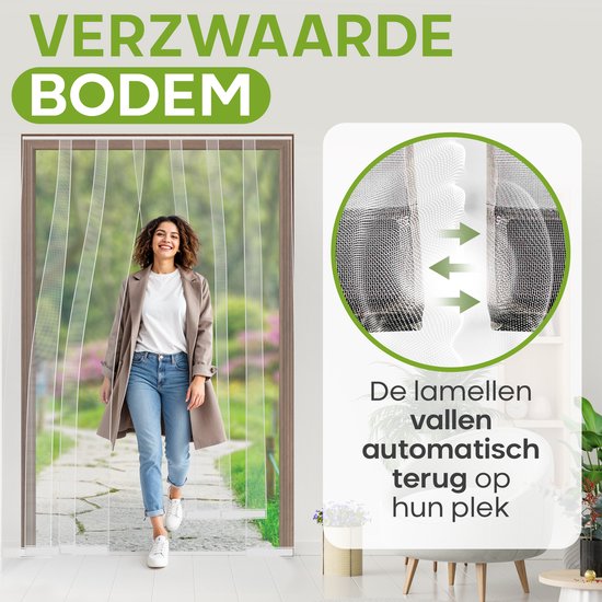 O'DADDY® Fliegengitter Lamellenvorhang - 184x260 cm - Türvorhang - Türtür - Verstellbares Design - Glasfaser - Türgitter Weiß