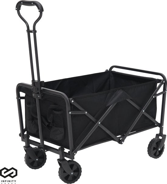 Infinity Güterwagen - faltbar - 100KG Tragfähigkeit - Schwenkbare Räder - 90 x 50 x 75 CM - Verstellbar - Schwarz