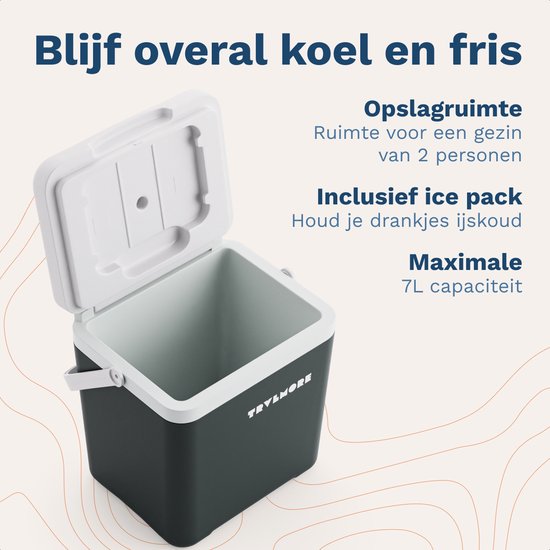 TRVLMORE Cool Box 7L - Kühlbox - Inklusive Kühlelement - Cool Box Small - Anthrazit