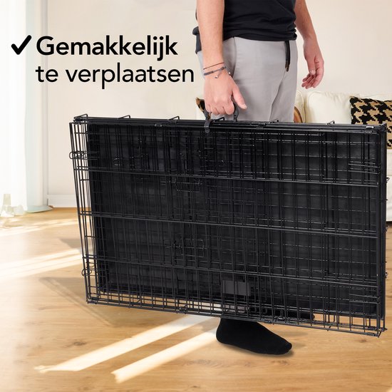 Brixy Hundebank - Sitzbank für Hunde - Größe M - klappbar - 76 x 47 x 54 CM - 2 Türen - Schwarz