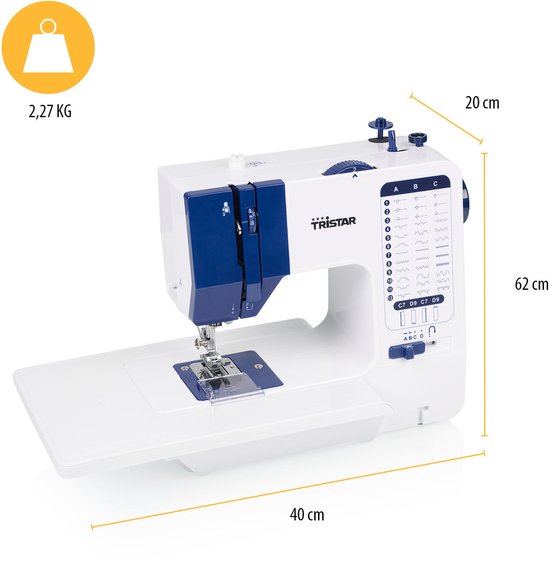 Tristar SM-6005 Nähmaschine - 38 Stiche - Kompakt & Leistungsstark - Automatischer Fadeneinfädler - LED-Beleuchtung - Inklusive Zubehör