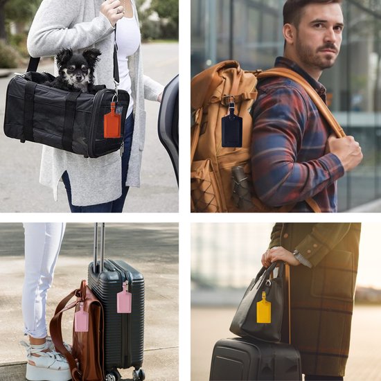 EverNeeds Gepäckanhänger - Gepäckanhänger für Koffer - Gepäckanhänger - PU Leder - Schwarz - 2 Stück