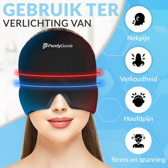 PurelyGoods® Migräne-Maske 600gr. - Migräne-Maske - Hot/Coldpack - Icepack - Wärme- und Kältetherapie - inkl. Gefrierbeutel - Schwarz