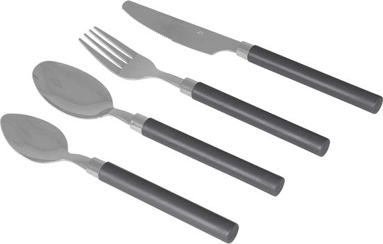 Bo-Camp - Besteckset - Im Korb - Edelstahl - 24-teilig - 6 Personen - Grau