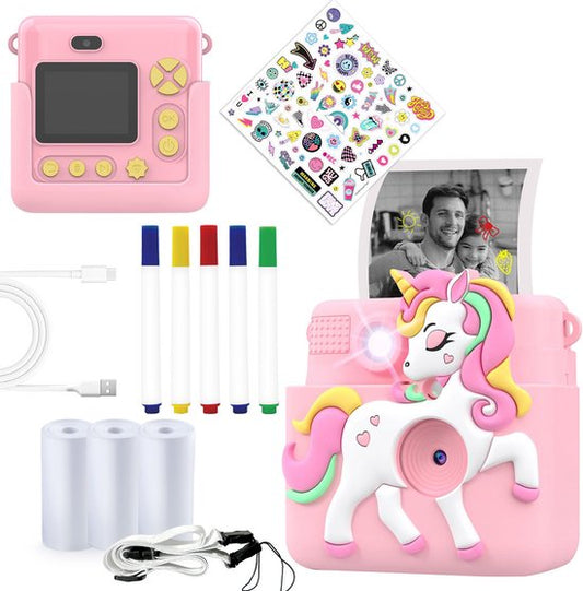 Denver Kinderkamera Full HD mit Drucker - Selfie-Kamera - 20MP - Digitalkamera Kinder - Foto - Video - Spiele - KPC1363 Pink