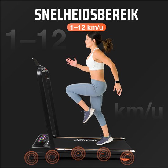 Laufband mit automatischer Steigung (8 %) – Automatische Steigung – Inklusive Anti-Rutsch-Matte und App – LED-Display – 1 bis 12 km/h – Zusammenklappbar – Walking-Pad – 8 % automatische Steigungsfunktion – Laufbänder für zu Hause – Walking-Band – Heimtrai