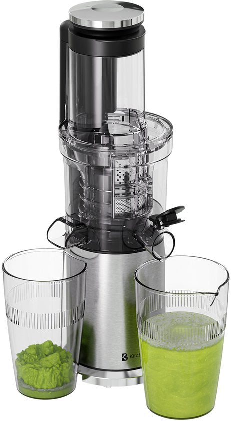 KitchenBrothers - Slowjuicer - Vertikal - Gemüse- und Obstpresse - 80 mm - 750 ml - Grau