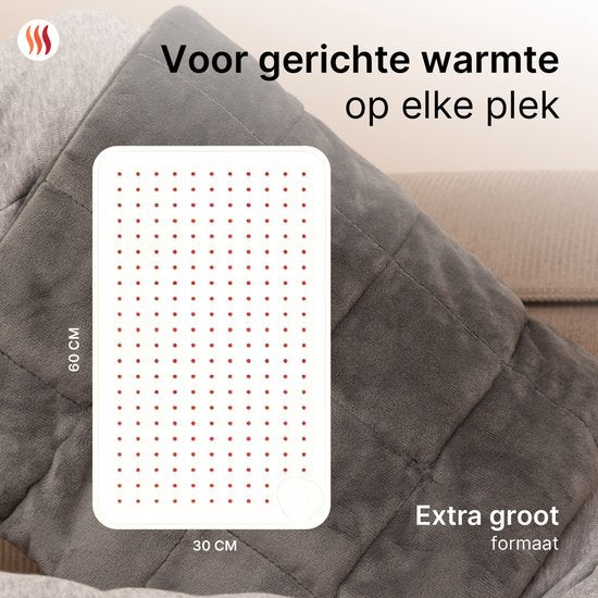 Seranova Weighted Electric Heat Pad for Back, Feet, Neck, Shoulders, Abdomen - Heizkissen - Heizkissen - Waschmaschine - 60x30cm - Grau