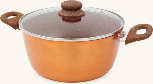 Livington Copper & Stone Pot | 4-Liter-Topf | Topfset inkl. Deckel 24 cm | Antihaftbeschichtung | innere Steinbeschichtung für perfekte Wärmeverteilung | für alle Herdarten geeignet