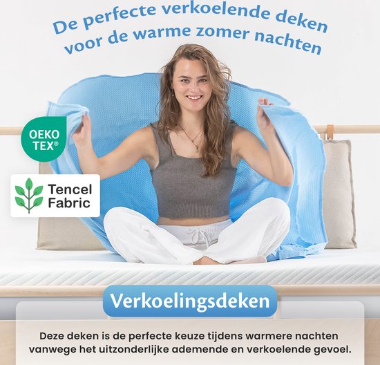 Ella Cooling blanket 135x200 cm - 100% Bio-Tencel - Selbstkühlende Decke - Kühlende Decke - Sommerdecke - Himmelblau