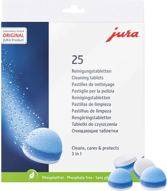 JURA 3-Phasen-Reinigungstabletten – 25 Stück – Kaffeemaschinenreiniger