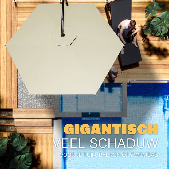 Schwimmender Sonnenschirm Zusammenklappbar - Aluminium Ø330cm UV-Schutz 80+ - Beige