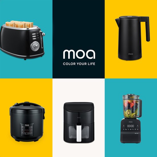 MOA Wasserkocher - Mit Temperaturkontrolle - 1,7 Liter - Doppelwandig - Warmhaltefunktion - Elektrisch - 2200W - Schwarz
