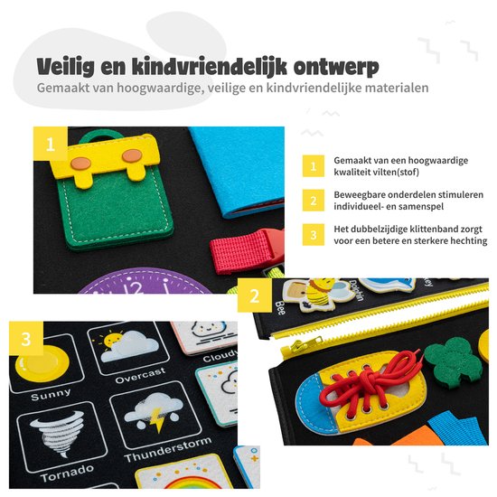 MontiPlay® Montessori Spielzeug - Sensorisches Spielzeug - Activity Board - Busy Board - Montessori Home Activity Book - Pädagogisches - Sensomotorisches Spielzeug - Dinosaurier Spielzeug