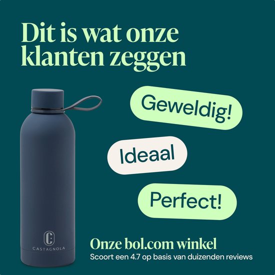 Castagnola Wasserflasche - Edelstahl-Trinkflasche 500 ML - Stahlthermoskanne - Trinkflaschen für Erwachsene - Doppelwandig - Dunkelblau