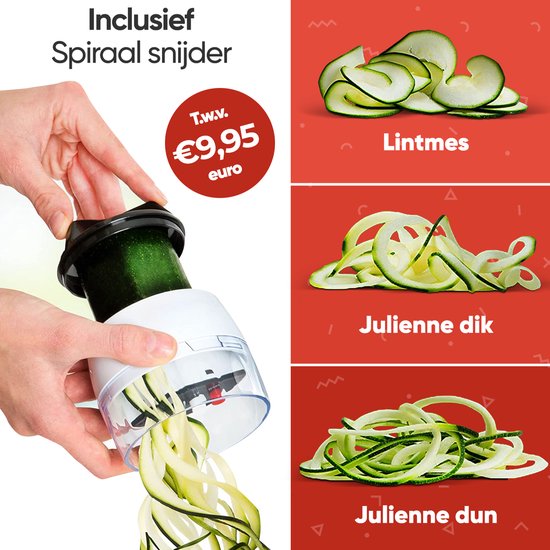 Stosh Mandoline - Gemüseschneider - Zwiebelschneider - Spiralschneider - Chipsschneider - Reibe - 6-teilig - BPA frei