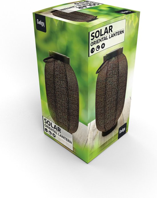 Gadgy Solar Laterne Blume groß - Solar Gartenbeleuchtung - LED Außenbeleuchtung mit Tag-/Nachtsensor - Tischlampe - Gartenlaterne - schwarz / gold - Metall - 36 x Ã˜20 cm