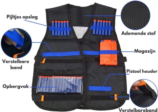 VAIVE Tactical Weste geeignet für Nerf - Inklusive Darts & Magazin für Pistolen