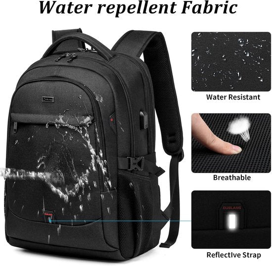Geräumiger Laptop-Rucksack für Arbeit, Schule und Reisen mit USB-Ladeanschluss