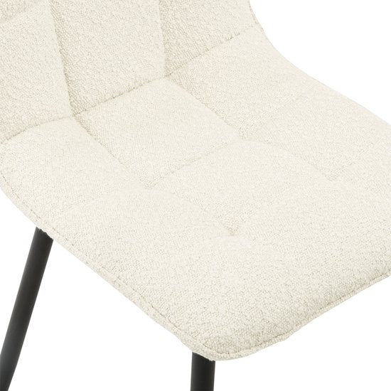Multifurn - Esstischstuhl 'Yerevan' (Bouclé, Elfenbein, 2er Set)