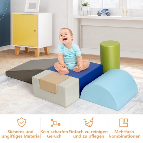 Coast 6-teilige weiche Bauklötze, große Bauklötze für Kinder, Riesenbauklötze, Schaumstoffbauklötze, braun