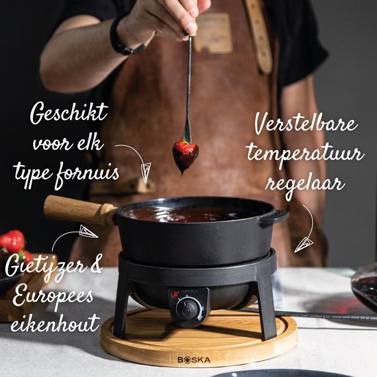Boska Elektrisches Fondue-Set Pro - Für jede Art von Fondue - 8 Personen - Stilvolles Gusseisen - Extra langes Kabel