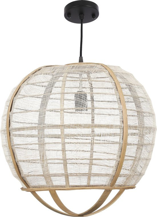 Mica Decorations Pella Pendelleuchte - H44 x Ø45 cm - Leinen - Beige