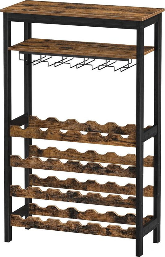 Niceey Weinregal - Weinschrank - Für 24 Flaschen und 15 Gläser - Metall