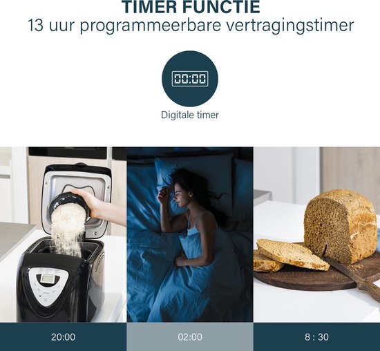 Princess Brotbackautomat 152009 - Timer - Digitalanzeige - 15 Backprogramme - Glutenfrei-Programm - 900 Gr - 600 Watt - Schwarz/Silber