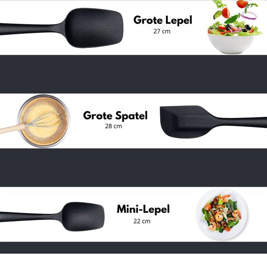 VAIVE Spatel Set 6 Stück - Spatel Silikon - Spatel Set - Küchenutensilien - Pfannenwender - Backspatel- Topfspatel