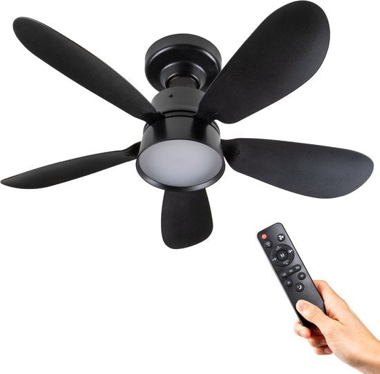 LED's Light – Schwarzer Deckenventilator mit Leuchte – Ø 53 cm – Einstellbare Lichtfarbe – 25 W, 1100 lm, 3000 K/6500 K – Deckenleuchten mit Ventilator und Leuchte