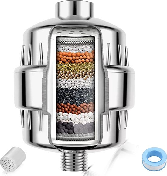 Toivo Duschfilter - 17 Stufen - Silber - Wasserfilter für Duschkopf - Duschfilter - Wasserhahnfilter