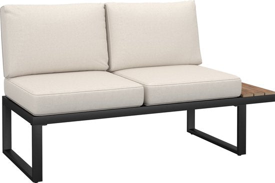 tectake® Gartenset - Loungeset 4-teilig - Wetterfeste Gartenmöbel mit Aluminiumgestell und Polyholztisch - Verstellbare Rückenlehne - Gartenmöbelset mit Kissen - Ideal für Garten, Balkon und Terrasse