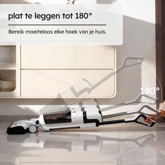 Saaf Floor Cleaner M200 - 45 min Batterie - Elektro-Mop - Stielstaubsauger mit Wischfunktion - Display & Reinigungsstation - Wassersterilisation - Weiß