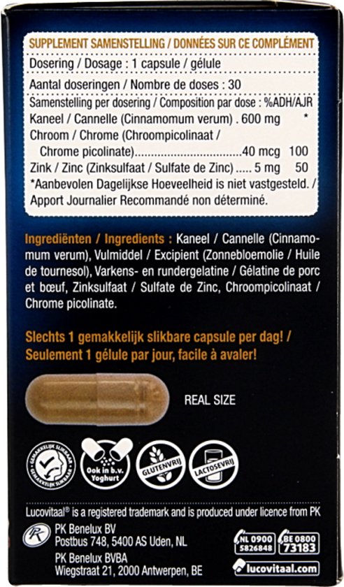 Lucovitaal Blutzucker Nahrungsergänzungsmittel - 30 Kapseln