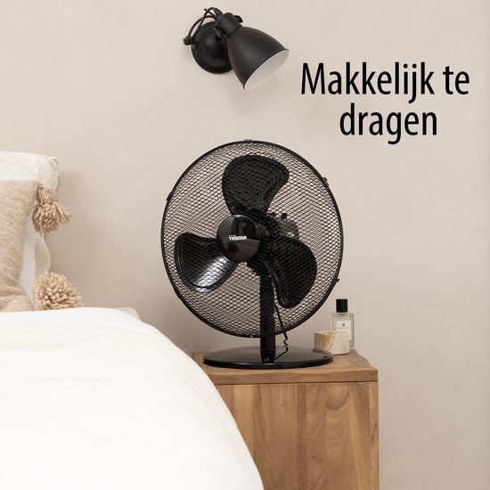 Tischventilator 40 cm - 3 Geschwindigkeiten - 85° Oszillation - Einstellbarer Luftstrom - Tristar VE-5728 - Schwarz