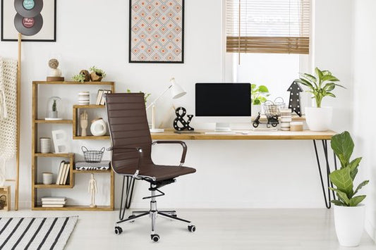 LIFA LIVING Bürostuhl Brisbane - Dunkelbraun - PU Leder - Modern - Ergonomisch - Verstellbar - Für Erwachsene - Für Büro - Belastbarkeit: 150 kg