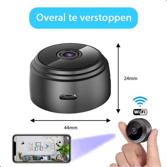 Tech Essentials Mini Hidden Spy Camera - 1080P - Mit WiFi APP - Micro Secret Security Camera - Indoor - Spy - Eavesdropping - Schwarz - 2-Pack