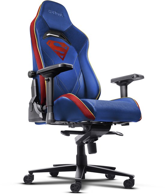 Trust GXT 721SM Ruya Pro Superman Edition - Premium Gaming Chair - Nackenkissen - verstellbare Rückenlehne - höhenverstellbar - Rücken- und Armlehnen verstellbar - Superman Blue