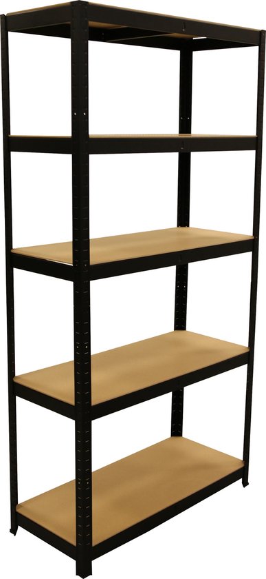 ERRO Rack - 5 Fachböden - 40x90x180 cm - 175 kg - Schwarz