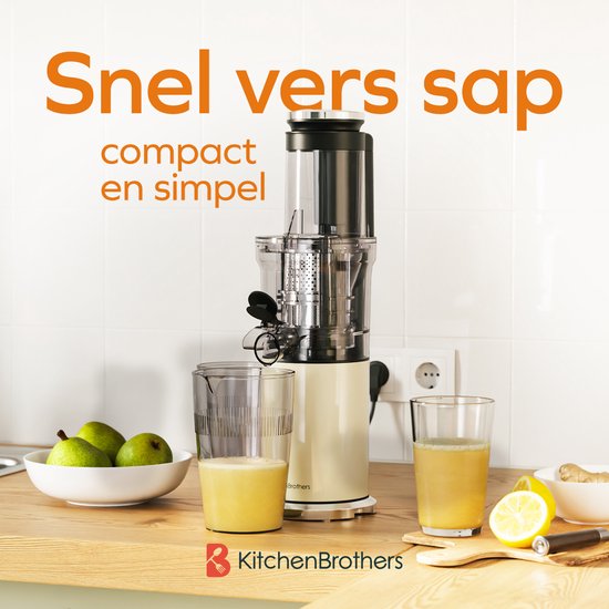 KitchenBrothers Slowjuicer - Vertikal - Entsafter - Gemüse- und Obstpresse - 80 mm - 750 ml - Champagner